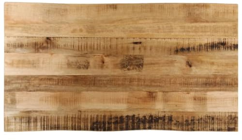 QUAHEAS Bordsskiva med trädkant 120 x 60 x 2,5 cm, grov mango massivt trä, naturlig träådring, hållbar skrivbordsreservdel