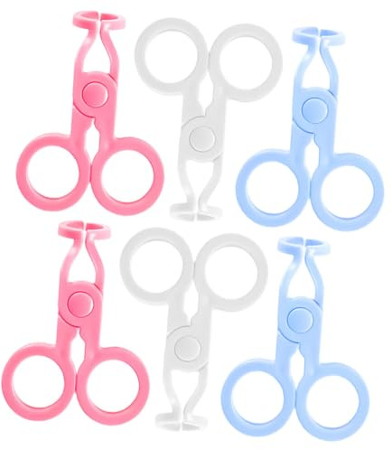 DECORNIJIA 6pcs Cosmetic Tweezers and Removal Clips Set Portable Remover Tool with White Pink Blue and Eye Opener Use