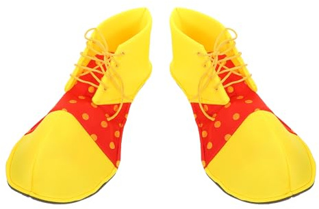 ibasenice Zapatos de Grandes para Halloween Disfraz de Cosplay para Actuación Diseño Amarillo y Rojo Puntos Zapatos de Disfraz Cómodos y para Adultos