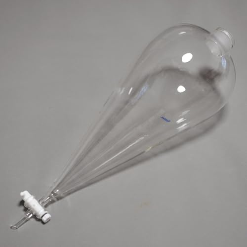1 imbuto separatore in vetro borosilicato con rubinetto in PEFT - for estrazioni liquido-liquido e separazioni chimiche in laboratorio(5000ml)