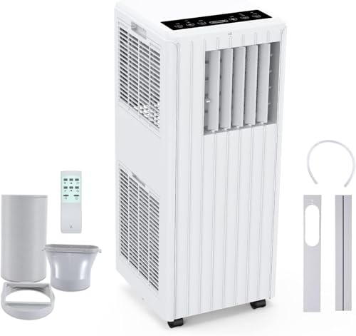 Condizionatore mobile 7000 BTU con telecomando, 3 in 1, piccolo condizionatore portatile silenzioso con freddo, deumidificatore, ventilazione, aria condizionata vec scarico per camera,soggiorno