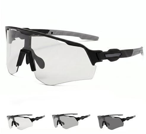 Bawetech Gafas Ciclismo Fotocromáticas, Protección UV400, Gafas Running | Gafas Ciclismo Hombre Mujer, Gafas de Sol Deportivas para Ciclismo, Motociclismo, Correr, Esquí, Béisbol, Montañismo, Pesca