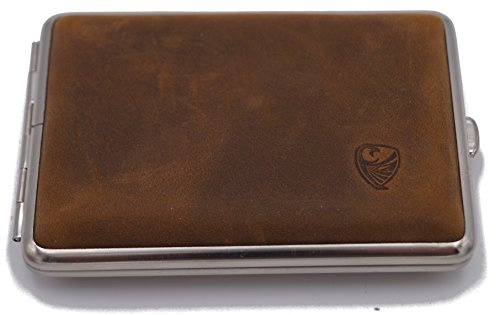 GERMANUS Pillendose Etui, Made in Germany, Mittleres Rind Pillenbox in groß, braun