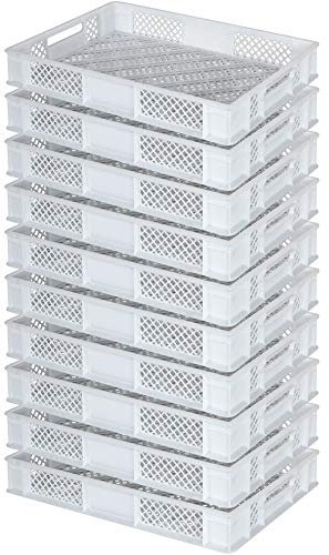 10 X Euro contenitore/Cestino alimentare, impilabile, X 600 X 400 X 90 mm, 15 litri, colore: bianco