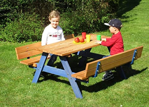 Bätz Holzspielwaren Kinderpicknick-Sitzgruppe mit Rückenlehne, Sitzhöhe 34cm