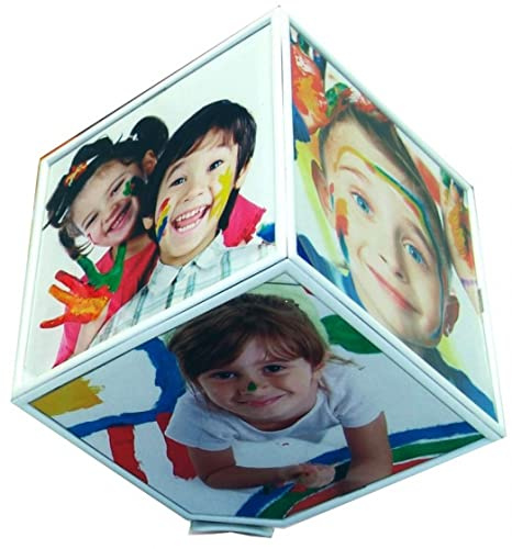 I-TOTAL ® Cubo portafotos 360° / Portafotos giratorio para 6 fotos de 10 x 10 cm Requiere una batería AA no incluida