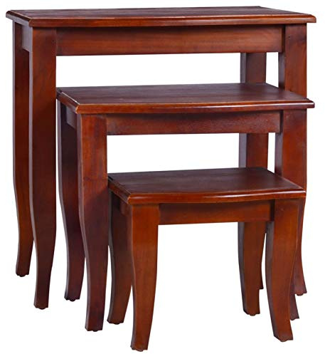 Tidyard 3-TLG.Beistelltisch Sofatisch Couchtisch Wohnzimmertisch Satztischset im klassischen Stil Mit geschnitzten Fü?en,Satztische Satztisch-Set aus Mahagoni-Massivholz