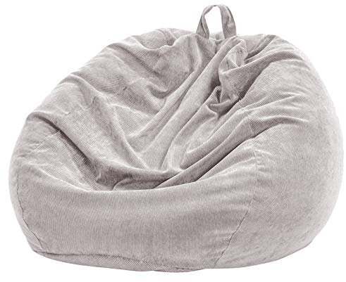 Nobildonna Bean Bag Chair Cover (No Filler) for Kids and Adults. Extra Large 300L Bean Bag Stuffed Animal Storage Washable Soft Premium Corduroy Stuffed Plush Toys Bean Bag Cover (Light Grey)