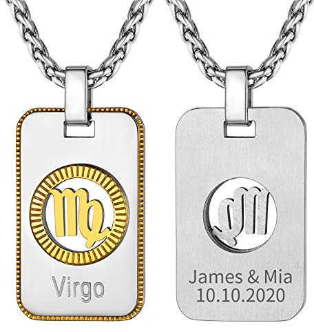 ChainsHouse Horoscope Astrologie Médaillon Homme Personnalisé Noms, Collier 12 Constellations Série Bijoux Fantaisie, Femmes Pendentif Signe Astrologique