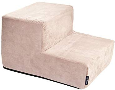 BOUTIQUE ZOO Hundetreppe 30 cm hoch | Katzentreppe Haustiertreppe | 2 Stufen | Hunde Katzen Haustier | für Bett und Auto | Trepp für kleine Hund | Samtstoff | Farbe: Velvet: Rosa