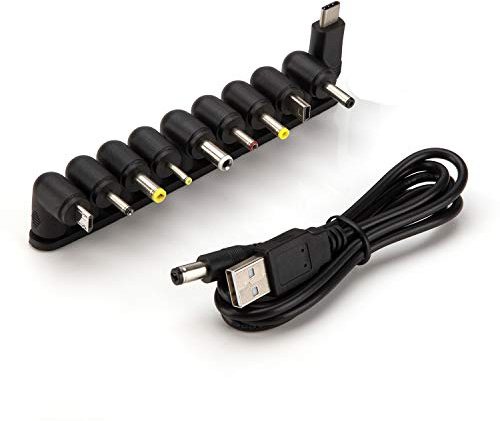 Aukru 5V universal Konverter Multi Stecker USB Kabel auf DC Hohlstecker Adapterkabel 5,5 x 2,1mm zu 11 Steckers für Verschiedene elektronische Geräte