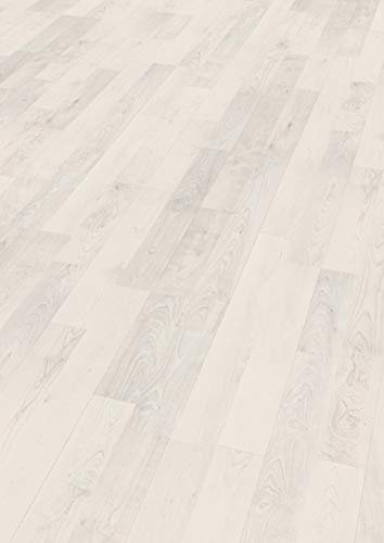 EGGER Home Laminatboden EHL151 Ascona Wood weiss (7mm, 2,494m²) | authentische Holzoptik | | Einfache Verlegung durch CLIC It! System | Praktisch & wertbeständig