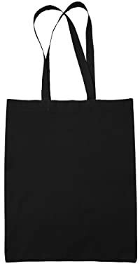 Teetaly 100 Borse Shopper In Cotone - Manici Lunghi Da 67cm, Formato 38x42, 10lt, Nero