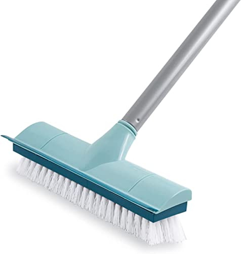 BOOMJOY Floor Scrub Brush with Long Handle -50 Stiff Brush, 2 in 1 Scrape and Brush,Tub and Tile Brush for Cleaning Bathroom, Patio, Kitchen, Wall and Deck