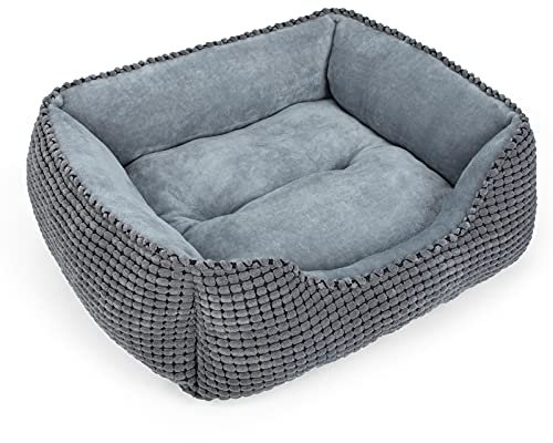 MIXJOY Dog Bed for Large Medium Small Dogs, Rectangle Washable Sleeping Puppy Bed, Orthopedic Pet Sofa Bed, Soft Calming Cat Beds for Indoor Cats, Anti-Slip Bottom with Multiple Size (30-Large, Grey)