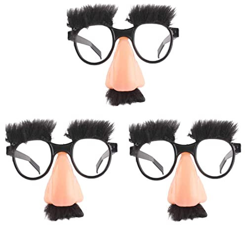 Lustige Gläser Augenbrauen Und Schnurrbart Große Nase Kostüm Brillen Disguise Gläser Lustige Halloween Große Nase Brille für Halloween Kostümparty Dekoration Erwachsenenversion 3 Stück (schwarz)