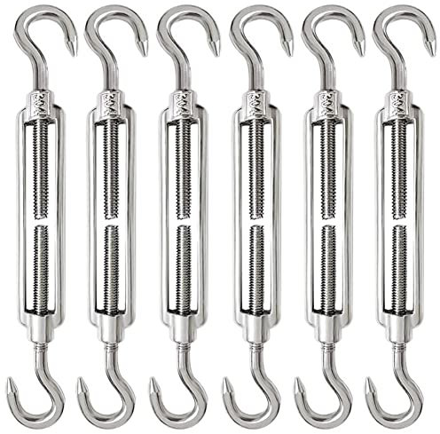6 Pezzi M6 Tenditore Acciaio Inox 304 Tenditore Filo Regolabile Tenditori Gancio e Gancio per Cavi in ​​Acciaio Tenditori per Funi