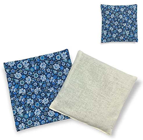Saco semillas Flores - azul, saco con huesos de cereza, saco semillas microondas, saco térmico, frío y calor, bolsa microondas, funda lavable, 19x19cm, 250gr