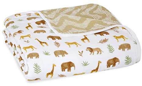 aden + anais Essentials Dream Babydecke, 1 Stück, groß, atmungsaktiv, 100% Baumwoll-Musselin, Kinderbettdecken für Neugeborene, Jungen und Mädchen, Babyparty oder Geschenke, Tansania-Druck