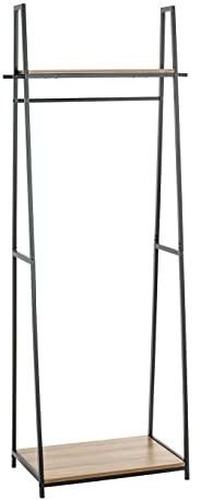 HAKU Standgarderobe eiche, schwarz, MDF, Metall - Maße: B 68 cm x H 166 cm x T 40 cm, Style: Modern