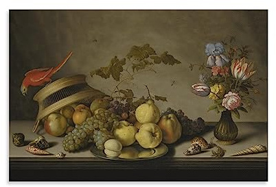 MHART Balthasar Van Der Ast Art Print Poster Floral Botanical Still Life Poster Canvas Wall Art Prints Poster Gifts Photo Picture Painting Posters Room Decor Home Decorative 08x12inch(20x30cm)
