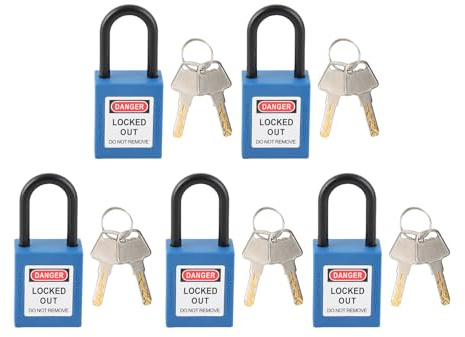 Kit D'étiquetage de Verrouillage, 5 Ensembles de Cadenas de sécurité Isolés en Nylon de 38 Mm avec Cadenas de sécurité avec 10 Clés pour Centrales Chimiques (bleu)