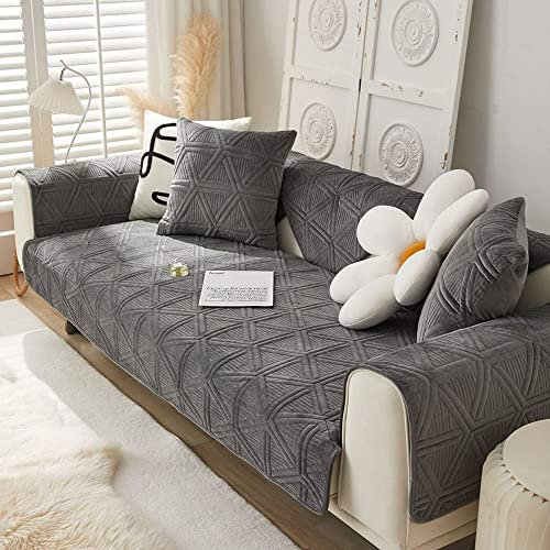 WYJHNL Sofabezüge/Schonbezüfe, Super Weicher Sofabezug/Sofahusse aus Samt, Geometrische Dick Warm überwürfe/Sofaschoner Bequemer Plüsch rutschfest Decke Möbelschutz Für Wohnzimmer 110 * 240cm