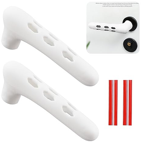 UFURMATE Set mit 2 weißen Silikon-Türgriffabdeckungen für quadratische und flache Türgriffe