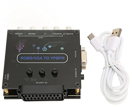 MUNEFE RGBS VGa SCART To YPBPR Converter, ABS Component Converter, Video Converter Adapter for Most Machines