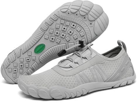 SAGUARO Unisex barfota badskor halkfria barfotaskor snabbtorkande vattenskor med dräneringshål storlek 36–48, GRÅ, 45 EU