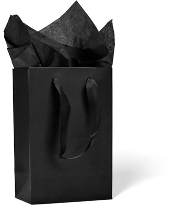 Aosric 30 Pack 5x3x8 Black Gift Bags – Small Sturdy & Reusable Premium Gift Bags for Jewelry, Candles, Candy, Cosmetics, Boutique Gift, Party Favors, Weddings, Birthdays, Christmas and Holidays