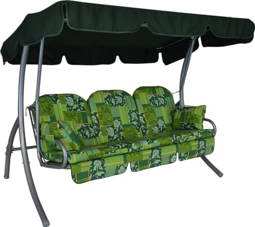 Angerer Hollywoodschaukel Ibiza – Schaukel zum Sitzen, Liegen & Entspannen, inkl. Bett-Funktion, einfache Montage, Made in Germany, hochwertiger Stoff, Orange-Beige Gemustert