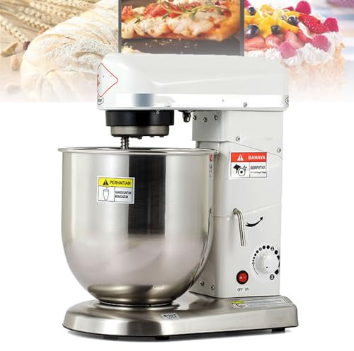 Cashwise Commercial Food Mixer, Stand Mixer Stainless Steel Bowl Heavy Duty Electric Food Mixer with 3 Speeds Adjustable, Perfect for Bakery Pizzeria,White-7L