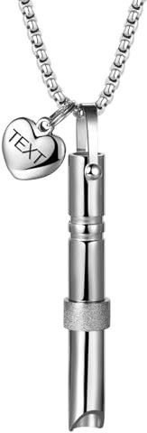 JewelryWe Rauchentwöhnung Kette Anapana Atmungshalskette: Silber Edelstahl Meditations Atmungskette Rauchfrei Atemhalskette Atemkette Pfeife Herz Anhänger Angstlinderung Halskette für Herren Damen