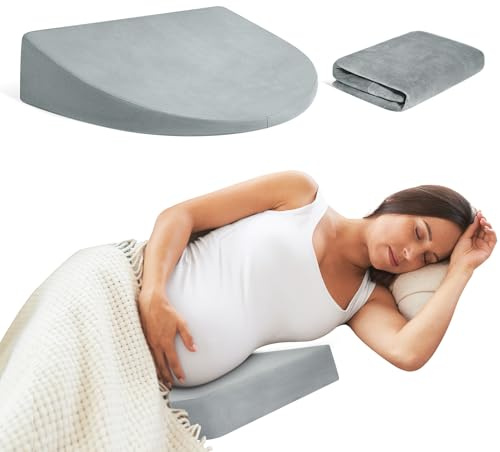 urnexttour Almohada de cuña de embarazo para dormir, almohada de espuma viscoelástica para maternidad, soporte para vientre, cuerpo, espalda, rodillas y piernas, color gris