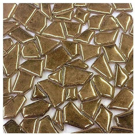 Mosaikfliesen 510 g Polygon-Porzellan-Mosaikfliesen, DIY-Handwerk, Keramikfliesen, Mosaikherstellungsmaterialien, 1–4 cm Länge, 1–4 g/Stück, 3,5 mm Dicke Glasfliesen(Color:Gold)