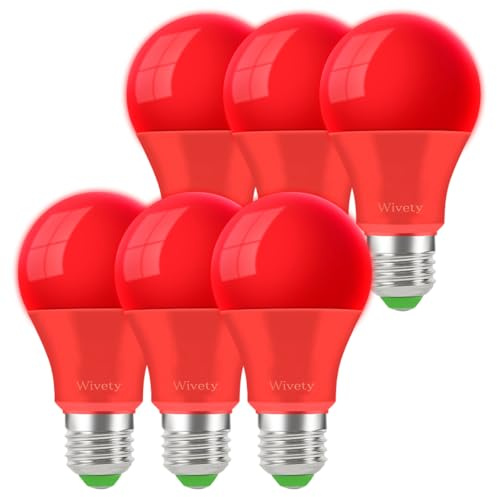 Wivety LED Glühbirne Rot 9W, E27 Farbige Glühbirne Beleuchtung Glühbirnen, Bunte Glühbirnen für Hochzeit Halloween Weihnachten Party Bar (6er Pack)