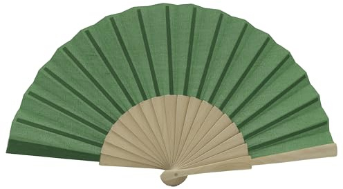 MAPIMANIA - Bunte Fächer für Handtasche Damen aus Stoff grün, Fächer Hochzeit faltbar, Spanischer Fächer, Japanischer Fächer, Gastgeschenk Zerimonie
