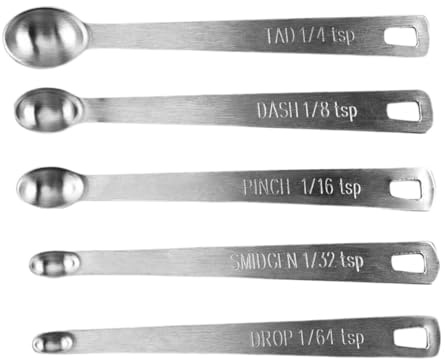 Mimoqk Cucchiai di misurazione, misurini in acciaio inossidabile | Cucchiai di misurazione da cucina,Set di 5 misurini in acciaio inossidabile, gadget da cucina per cucina e