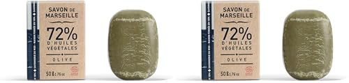 La Corvette Petit Galet de Savon de Marseille Olive Ecocert Boite Carton 50 g (Lot de 2)