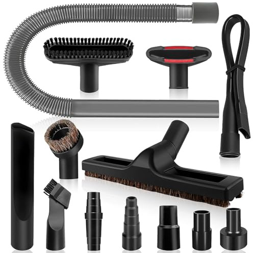 13-Piece 1 1/4 Inch(32mm) Vacuum Attachments Cleaning Kit with Vacuum Floor Brush/Dryer Lint Vac Attachment/Flexible Crevice Tool