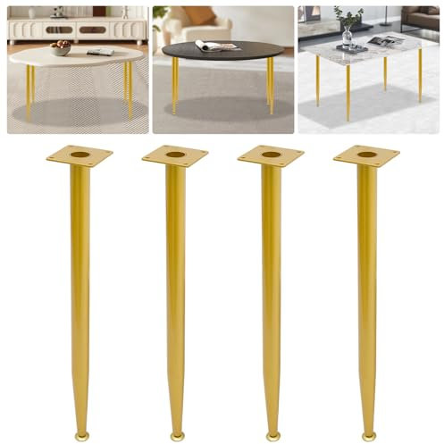 gegeweeret 4PCS Tischbeine,55cm Heavy Duty Möbelfüße, Stuhlfüße mit Montageschrauben,Möbelfüße für Esstisch,Tischfüße für Schreibtische,Querschnitt [80x80mm] (Gold)
