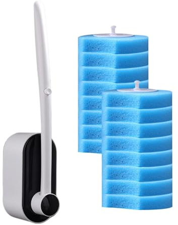 Seyrnicay Toilettenbürste zur Wandmontage, Kalkentferner, Schrubber für hartes Wasser, mit 16 WC-Reiniger-Nachfüllpads für Fliesen, Schwimmbäder