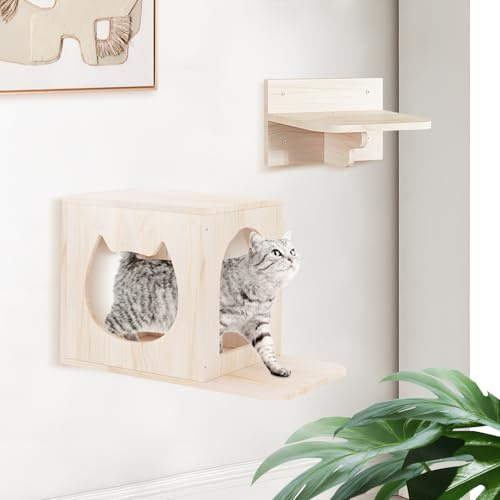 Katzenwandmöbel Satz, Kletterwand Katze, 1 Kreatives Katzenhaus und 1 Katzentreppe Wand, Kletterstufe für Katzen, Katzenregale und Sitzstangen Katzenbaum für die Wand DIY Kletterwand Katzen