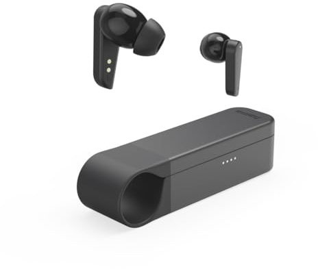 Hama | Auriculares inalámbricos con cancelación de Ruido ENC, App - Negro | Cascos Bluetooth 5.3, autonomía 28h con Estuche, Carga inalámbrica, micrófonos Integrados, Modo Baja latencia