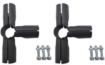 1 Inch Black 4-Way Pipe Clamp,Fit for 1 Inch (25.4 mm) OD Steel Pipe,Chain Link Fence Clamps, Steel End Rail Clamps, Galvanized Fence Pipe (Bolts/Nuts Included) (2)