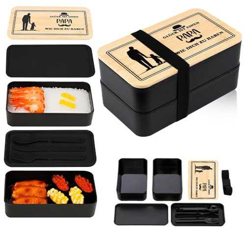 KBIBCK Geschenk für Papa Weihnachts, Brotdose für Papa, Geburtstagsgeschenk für Papa, Geschenk für Vater (Papa), Geschenk Papa Geburtstag Bambus-Box-Deckel mit Gravur