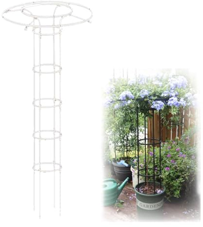Enrejado de jardín blanco de 90 cm para plantas trepadoras a prueba de óxido, diseño vertical de paraguas ideal para rosas y vides de glicinia al aire libre, soporte de soporte de flores para mejorar