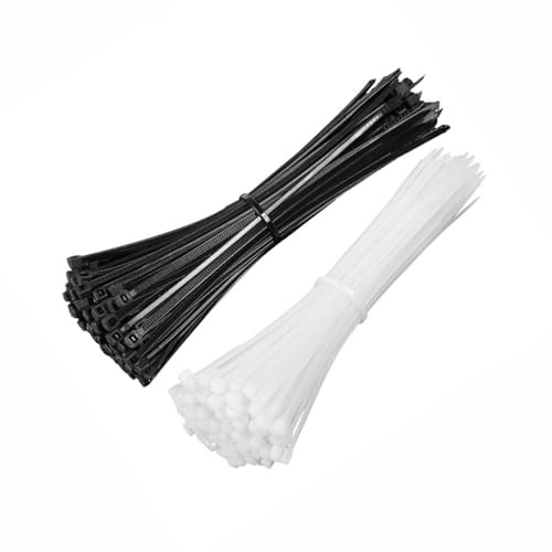 Cable Ties Plastic Zip Ties Heavy Duty Nylon Self Locking Strong for Wire Management Wraps (2.5 mm X 15 cm) 150 Pieces Black or White Assorted(1 Count)
