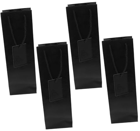 GLEAVI 4stücke Papier Weintüte für Weinflasche mit Tragegriff Geschenktasche für Geburtstag Party Weihnachten Robuste Flaschentasche aus Hochwertigem Papier